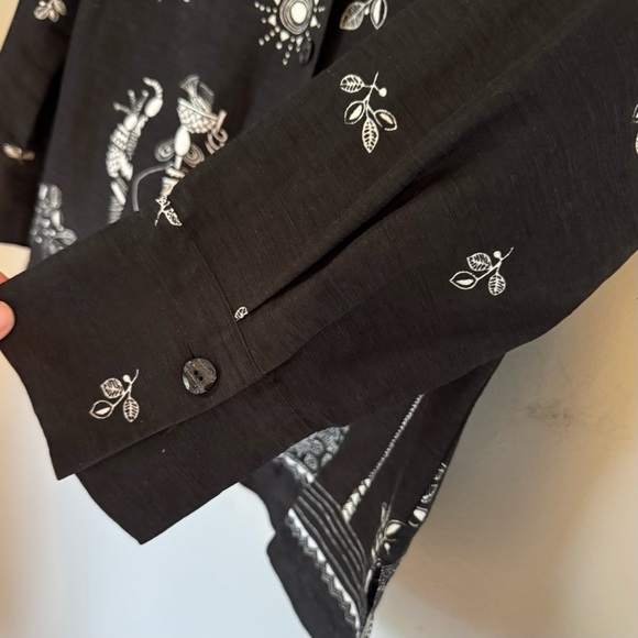 Easy Spirit African Print Embroidered Women’s Linen Silk Blend Boxy Top Size S - Picture 6 of 6